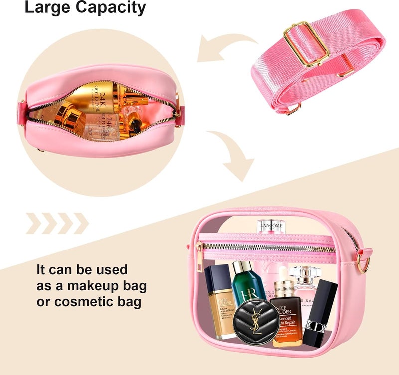 Fibrdoo Clear Bag Stadium Approved, Leather Clear Crossbody Purse Bag for Concerts Sports Events Festivals - Image 3
